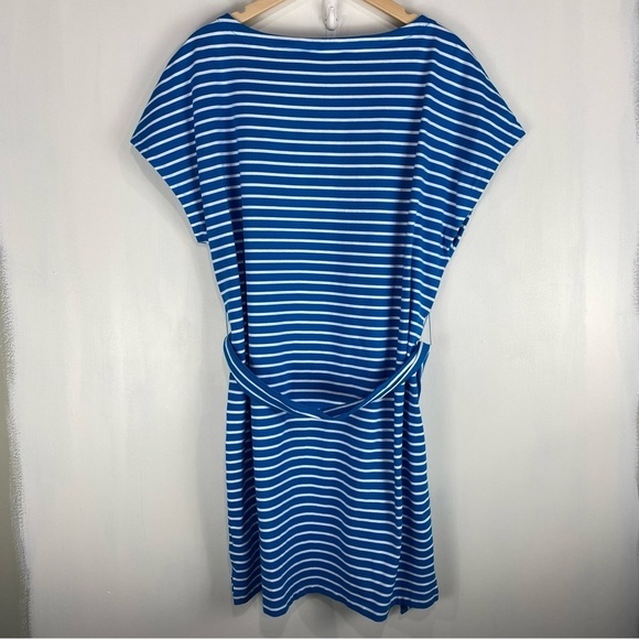 Lauren‎ Ralph Lauren Stretchy Striped Tie Front Waist T-Shirt Mini Dress Blue XL - Picture 7 of 7